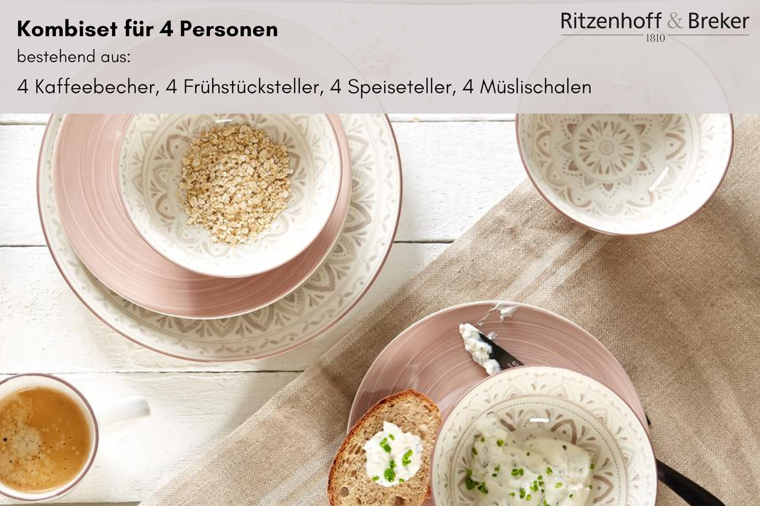 ロメロブリット　セラミックハートクリーム&シュガーセットwithトレイ Amazon.com | Ritzenhoff & Breker Valencia Series Crockery Set